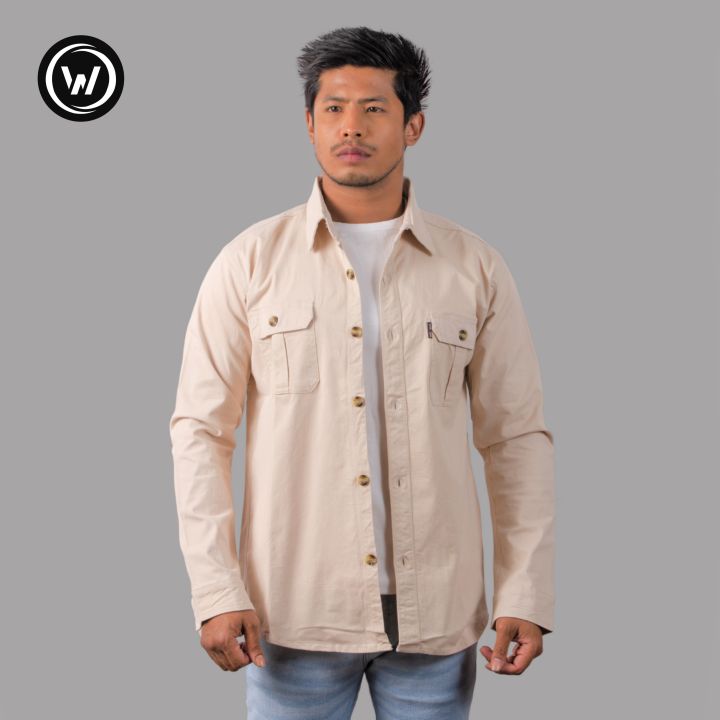 Wraon%20Cream%20Full%20Sleeves%20Stretchable%20Premium%20Cotton%20Twill%20Box%20Shirt%20For%20Men%20-%20Fashion%20%7C%20Shirts%20For%20Men%20%7C%20Men's%20Wear%20%7C%20Shirts%20%7C%20-%20Image%202