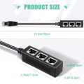 Ethernet Splitter 1 to 3 for Home, Office, School Network Expansion Black 1 Piece. 