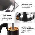 Glass Clear 9 Cup Moka Pot Stainless Steel Thickened Stovetop Espresso Maker Coffee Machine 450ml 15oz Italian Design. 