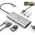 Wiwu Alpha 8 in 1 Type-C Hub |  3*USB3.0+ SD+ Micro SD+ HDMI+ RJ45+ Type C | 100% Genuine. 