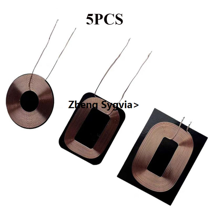 Haodeguiguo 5PCS QI Wireless Charger Receiver Coil Magnetic Pad P.C.BA Circuit Coil Square Round Shape Universal Charging Receiver Coil DIY