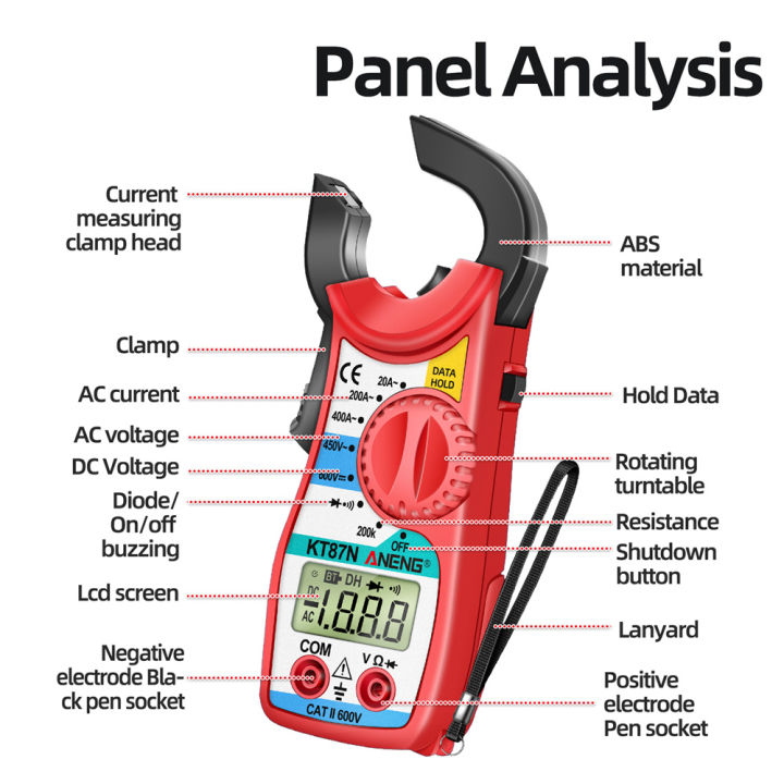2025>2025 Meter Electrical Detection Contact Resistance Voltage Digital KT87NANENG Clamp Multimeter Current Tester Non-Voltage