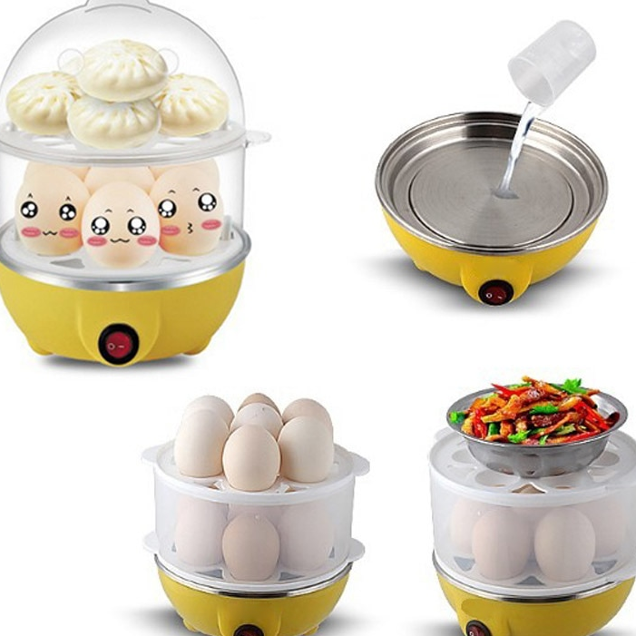 Double Layer Plastic Electric Egg Boiler And Poacher (Multicolour) 14Eggs Boiler pot/By Base