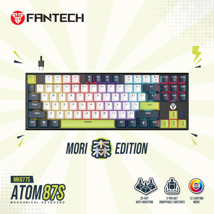 Atom87S MK877S Mori Edition Mechanical Keyboard WHITE (RED SWITCH)