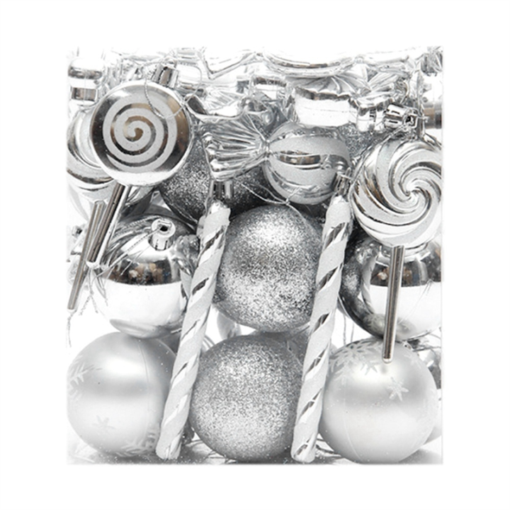 36Pcs Christmas Tree Hanging Pendants Christmas Spheres Silver