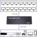16 Port 1x16 1 in 16 Out HDMI Splitter Video Audio HD HDTV 3D DVD Project, Support 4Kx2K 3D Full HD 1080P with Adapter for HDTV/Blu-ray Player/Sky HD/PS3/PS4/STB. 