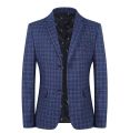 Modern Coat Cotton Mix Check Printed Blazer with Two Buttoned for Men. 