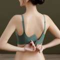 Latex Seamless Underwear Women No Steel Ring Lace Tube Top Gathered Sports Pure Color Breastfeeding Anti-sagging Bra. 