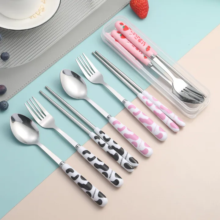 Tableware%20Ceramic%20Cute%20Set%20Stainless%20Steel%20Cutlery%20Portable%20Tableware%20Cartoon%20Chopsticks%20Spoon%20Fork%20Handle%20Students%20-%20Image%203