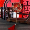 Hand Bouquets Chinese Style Mini Chinese Fan with Pendant Handheld Bridal Group Fan Vintage Ancient Chinese Silk Fan Chinese Wedding. 