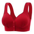 Oufeiton Comfortable Underwear Comfortable Wireless Front Closure Vest Style Bra for Mid-aged Women B/c Cup Push-up Seamless Plus Size Underwear. 