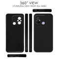 Redmi 12C / Poco C55 Back Cover Soft Matte Liquid Silicone TPU | Camera Protection | Shockproof Slim Back Case for Redmi 12C / Poco C55 (Black). 