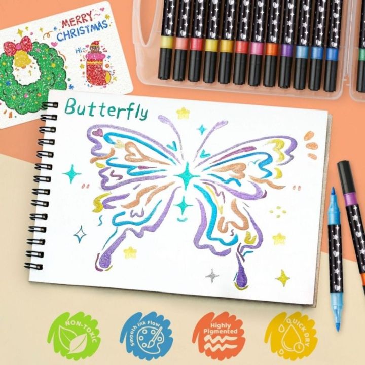 Durable%2024/48/72/96%20Colors%20Flash%20Marker%20Pen%20Two-color%20Double-headed%20Fluorescent%20Pen%20Bold%20Pearlescent%20Student%20Painting%20Pen%20for%20Stone%20Painting%20Card%20Making%20Scrapbooking%20-%20Image%208