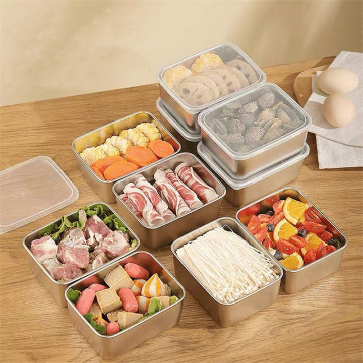 1PC 600ml Stainless Steel Refrigerator Food Storage Box With Plastic Lid Prepare Food Freshness Preservation Box Picnic Box Cuilei