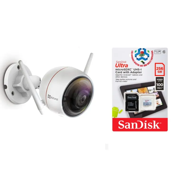 Hikvision Ezviz C3W Outdoor Smart Wi-fi Camera With Two Way Audio & 256GB Sandisk Ultra Memory Card Included