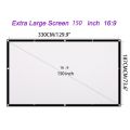 150 Inch Projector Screens 16:9 Canvas Fabric Portable Curtain Foldable Lightweight Ceiling Wall Mounted Home Theater. 