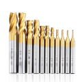 11Pcs Milling Cutters 4-Flute Titanium Coated HSS End Mill Set 1.5-10mm CNC Router Bit for Wood Steel Milling. 
