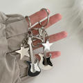 New style Cool Keychain Charming Female Trendy Pendant Star-shaped Guitar design Retro accessories for Daily wear Street fashion. 