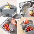 Credly Multi Functional Kitchen Triangle Sink Filter Corner Sink Drain Strainer Basket Grey Pack of 1. 
