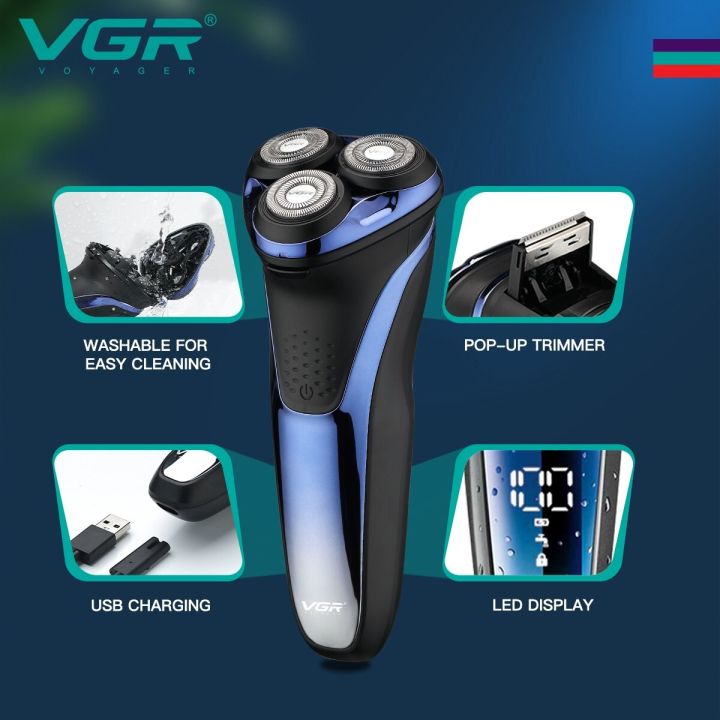 VGR%20V-306%20Electric%20Shaver%20And%20Beard%20Trimmer%20IPX7%20Fully%20Waterproof%203%20Head%20Shaver%20Wet%20&%20Dry%20Rotary%20Shavers%20With%20Pop-up%20Trimmer%20Razor%20-%20Image%203