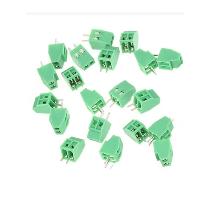 20PCS Universal Green 2 Pin Terminal Block 2.54mm Pitch Connectable PCB ...