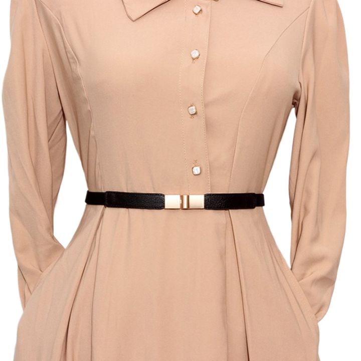 Leather Waistband for Women Dress Shirt Girdle Decoration Accessories Waist Seal Elastic Buckle Fashion Thin Belt