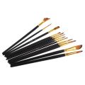 12Pcs/Set New Nylon Hair Painting Brush Set Acrylic Materials Watercolor Gouache Oil Painting Brush Short Wood Rod Multi-functional Drawing Supplies. 