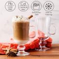 Irish Glass Coffee Mugs, Latte Cups, Set Of 6 Pieces Cappuccino And Hot Chocolate Mugs With Handle, Clear Glass Mugs For Hot Beverages. 