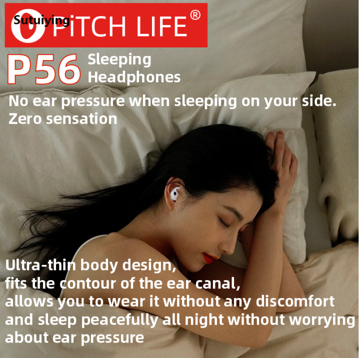 Sutuiying P56,PiTCHLIFE, Sleep,Bluetooth 5.3 Headset Wireless Headset In.Ear Original Stereo Noise Reduction Sports Headset with Microphone Headset