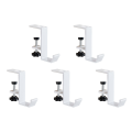 ARELENE 5 Pcs Single-Layer Locking Table Hook Student Bag Hook Office Desk Mobile Bag Hook Desk Side Table Hook White. 