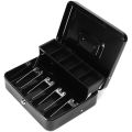 Black Metal Iron Box Drawer with Key Lock Security Lock Layered Tray Storage for Safe Home Office Container Tool. 
