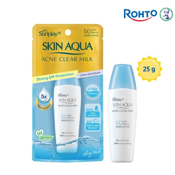 Rohto Mentholatum Sunplay Skin Aqua Acne Clear Milk 25g with SPF 50+ PA++++ (Strong UV Protection & Ultra Protection)