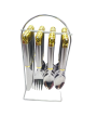 24 Pieces Stainless Steel Cutlery Set With Stand Combo Cutlery Set. 