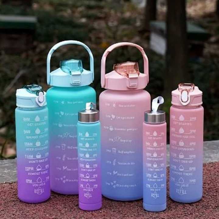 3 in 1 Water Bottles Lock Feature & Top Lid with Times Drink for Office/Home/Sports/outdoor - Water Bottles |