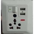 USB Power Wall Socket Power Panel Receptacle 10A - White | 3 x 3 Wall Socket Power Panel With USB Port. 