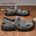 DEKABR Genuine Hide Summer Mesh Shoes Men Casual Sandals Comfortable Sewing Handmade Shoes For Men. 