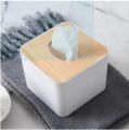 Square Shape Detachable Wooden Cover Plastic Tissue Box Holder Paper Napkin Dispenser Case For Home And Office Use. 