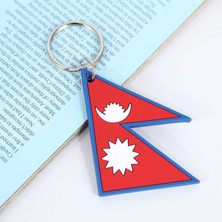Nepal Flag Double Sided Rubber Key Chains
