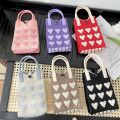 New Sweet Love Knit Handbag Mini Knit Knot Wrist Bag High-capacity Phone Bag Student. 