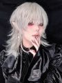 Sutuiying 16Inch Silver White Color Handsome Synthetic Wig With Bang Medium New style Natural Wavy Hair Wig for Man or Women Cosplay Heat Resistant. 