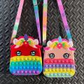 2 IN 1 Pop It Bag Unicorn Crossbody Bags For Girls/Kids Dimple Toy Handbags Purse Stress Release Push Popper Bubble Push Silicone. 