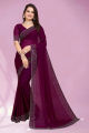 Fashionable Embellished Bollywood Georgette Saree in Purple for Modern Women With Unstitched Blouse. 