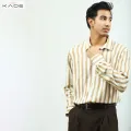 KADE Light Brown Linen Stripe Shirt For Men. 