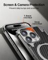 Carbon Fiber Case for iPhone 16 Pro Max, Frameless Heat Dissipation with 360 Rotatable Stand, Military-Grade Protection, Compatible with MagSafe. 