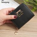 Sutuiying 1PC Wallet Female Short for Coins New Cute Candy Bow Women Small Original Leather Wallets Zipper Purses Girls Lady Purse Card Holders. 