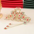 MAANGE 1Pc Ancient Style Tassel Metal Flower Clip Large Back of the Head Hair Arrangement Shark Clip HCM6013760. 