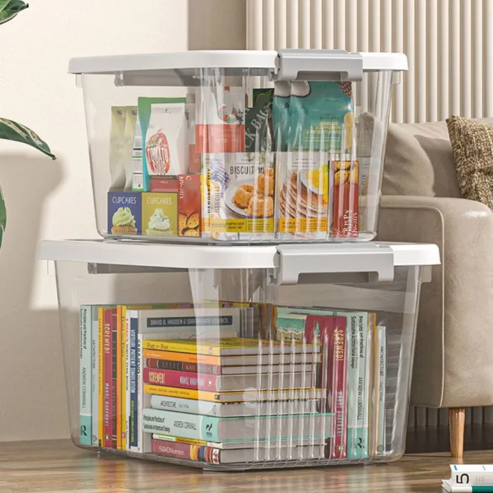 Practical%20Transparent%20Black%20Storage%20Box%20with%20Lid%20Plastic%20Organizing%20Box%20Stackable%20Space%20Saving%20Tote%20Container%20Clothing%20-%20Image%204