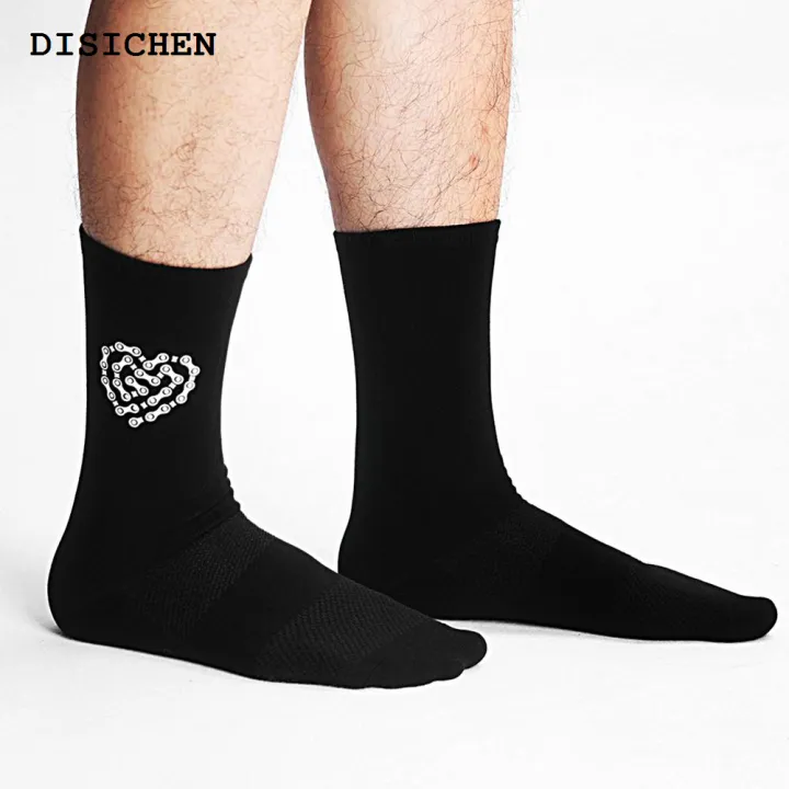 DISICHEN%20Sales%20promotion%20Heart%20Chain%20Print%20Mid%20Tube%20Men%20Socks%20Black%20White%20Solid%20Color%20Sport%20Fashion%20Sweat%20Absorption%20Breathability%20Autumn%20Men's%20Socks%20-%20Image%202