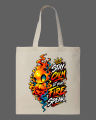 Stay Calm Let Your Fire Speak" Graphic Printed  Tote Bag– Eco-Friendly Cotton Shoulder Shopping Bag-White, Black. 