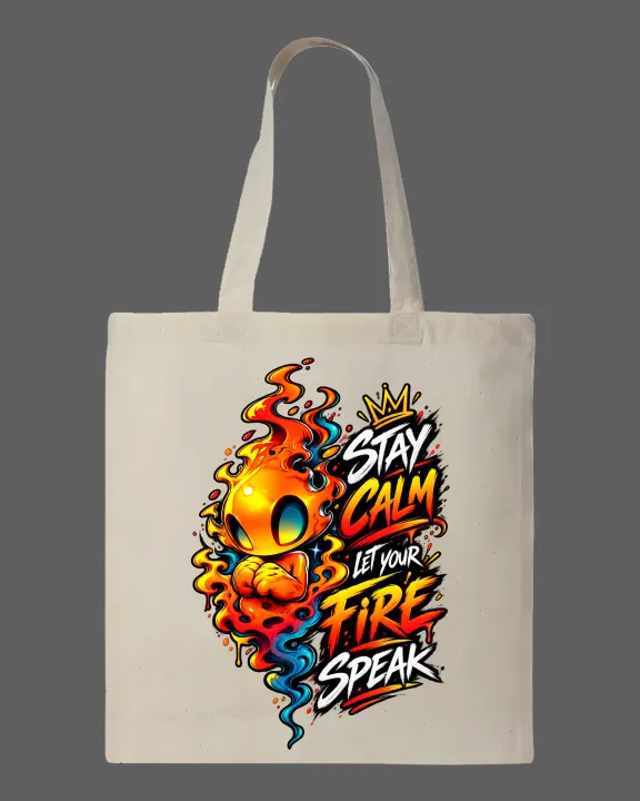 Stay%20Calm%20Let%20Your%20Fire%20Speak"%20Graphic%20Printed%20%20Tote%20Bag%E2%80%93%20Eco-Friendly%20Cotton%20Shoulder%20Shopping%20Bag-White,%20Black%20-%20Image%203